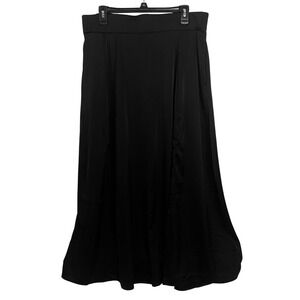 Torrid NWT Black Maxi Skirt Elastic Waist Plus 0 Front Slits Goth Whimsigoth New